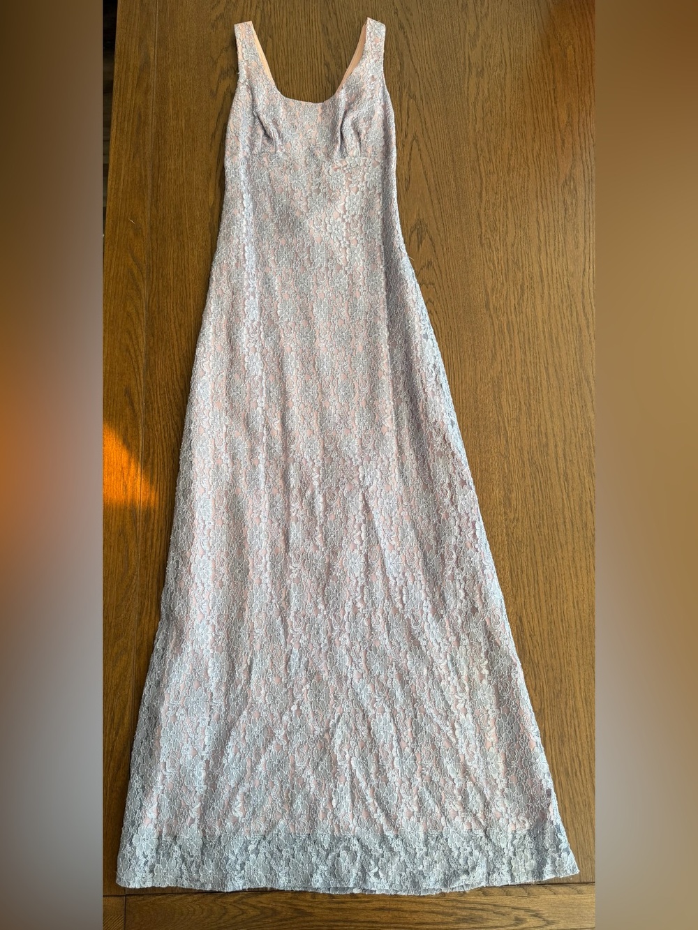 Vintage Roberta Formal Lace Dress in Light Blue and Light Pink Size 3/4